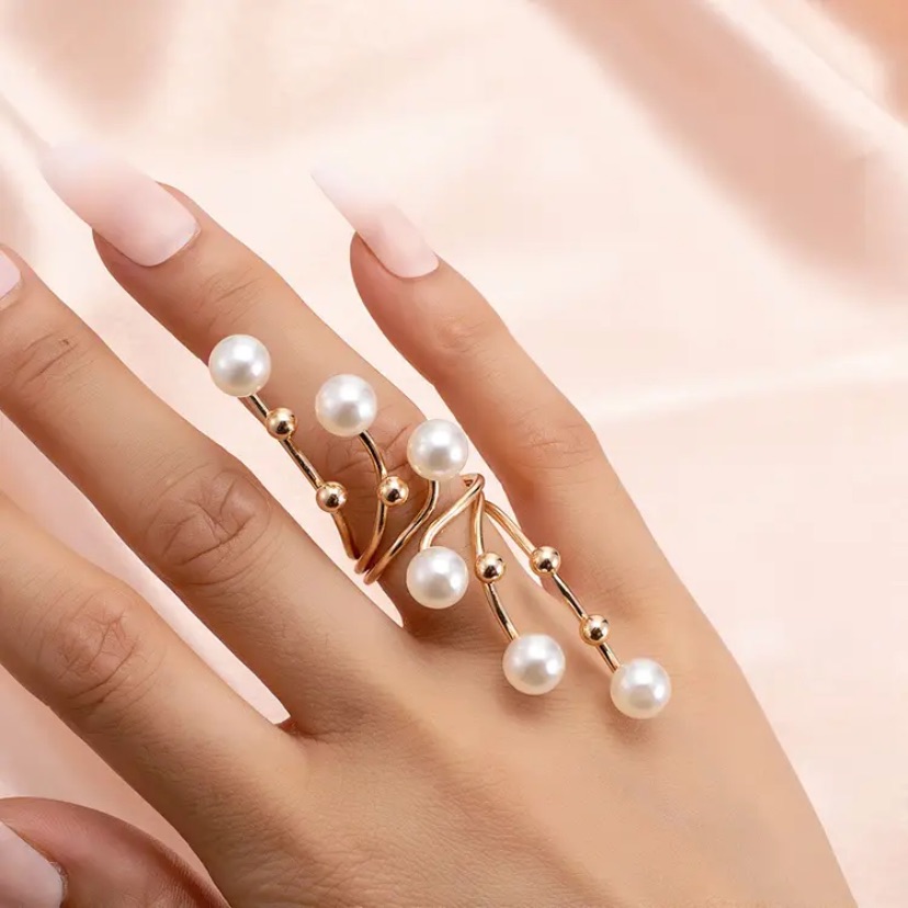 Elegant Pearl And 18k Plated Gold Womens Ring 65$